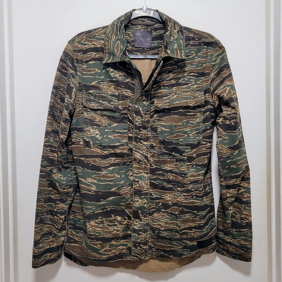 ZARA MAN Camo Denim Full Zip or Button Up Shirt Jacket Long Sleeve Men's S - Picture 2 of 15